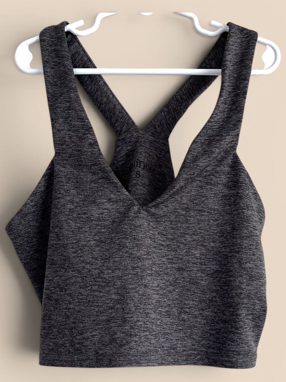Quince Ultra-Soft V-Neck Cropped Tank Heather Charcoal Size 8
